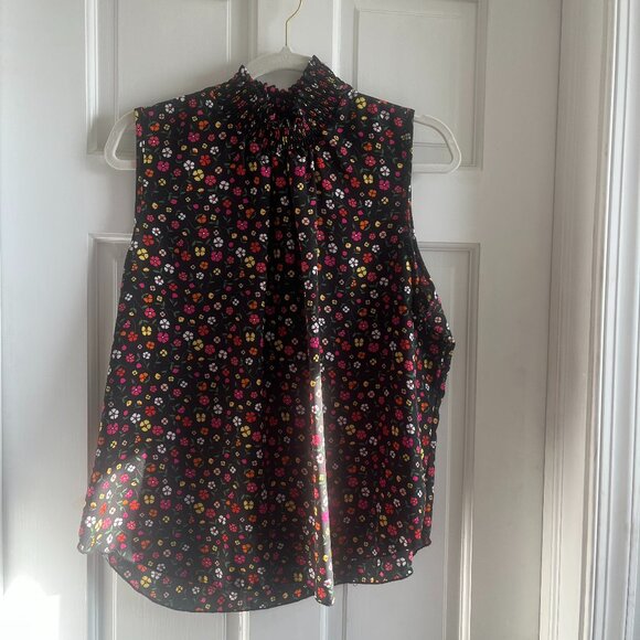 NY Invasion Black Floral Mock-Neck Tank Blouse - Picture 1 of 1